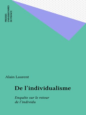 cover image of De l'individualisme